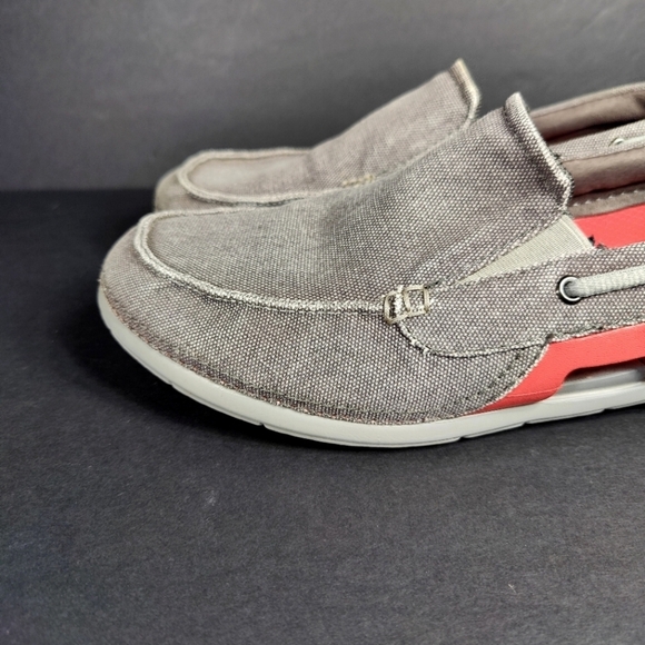 Crocs Beach Line Boat Slip On Graphite/Red Loafer Mens Shoes Size 9 - Picture 3 of 9